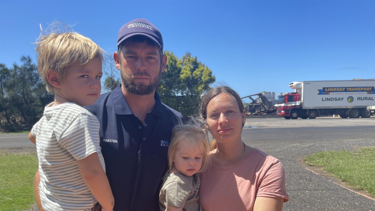 Kresten and Danielle Ramage and their two children, Jonathan and Riley, live directly opposite the Lindsay Brothers Transport depot.