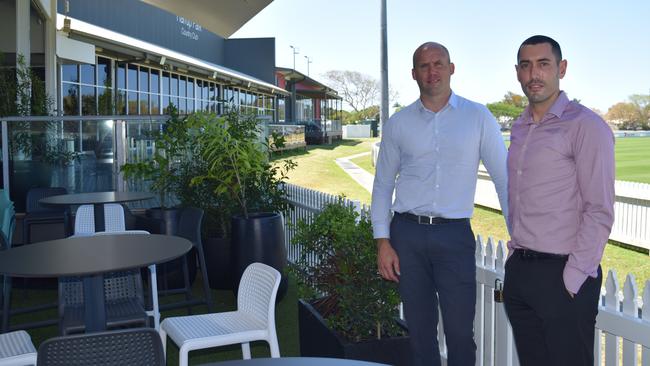 Harrup Park Country Club CEO Matt Cielens (left) with general manager Adrian Young.