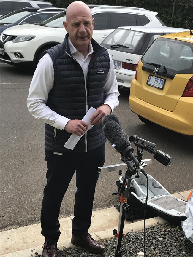 Premier Peter Gutwein, at a press conference in Burnie, March 29, 2021. Picture: Helen Kempton.