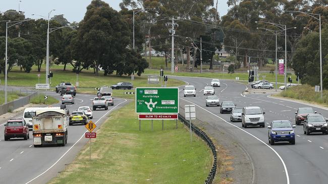 Drivers are not slowing to 40km/h when passing emergency services, with one traffic cop saying the Greensborough Highway is notorious for motorists flouting that law. Picture: Hamish Blair