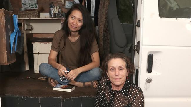 Nomadland director Chloe Zhao, left, with actor Frances McDormand. Picture: Shutterstock