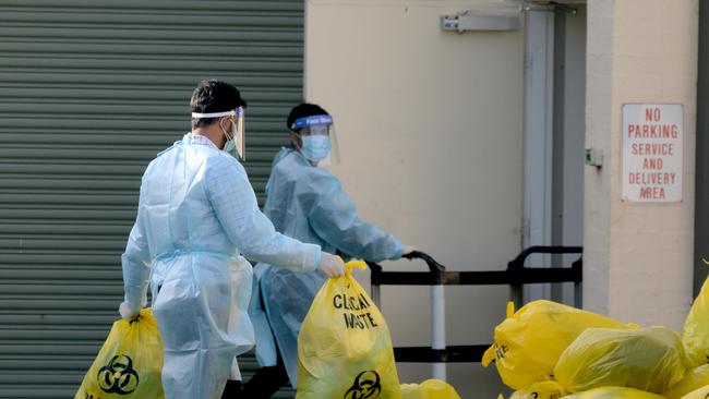 Biological waste is disposed of at St Basil's Aged Care at Fawkner. Picture: Andrew Henshaw