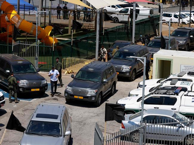 The convoy of Israeli Prime Minister Benjamin Netanyahu is seen during his visit to the Druze village of Majdal Shams. Picture: AFP