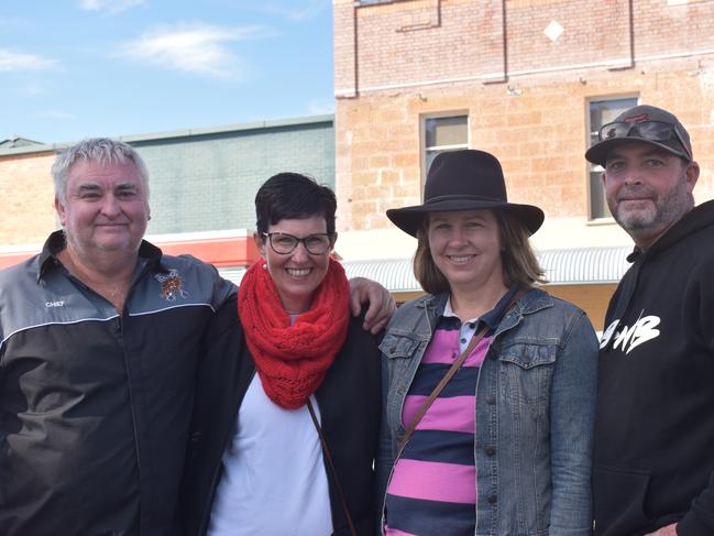 Phil and Leanne Farrell with Anita and David Scott representing the Warwick Cruze Inn Car Club at the Jumpers and Jazz Grand Automobile Show on July 18, 2021.