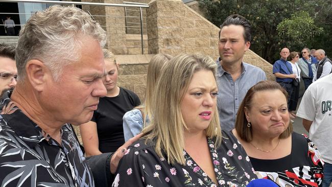 Paul Grapsas' wife Jessica Grapsas, supported on either side by her parents, have been left devestated by a sentence imposed on his killer, Bailey Clifford.