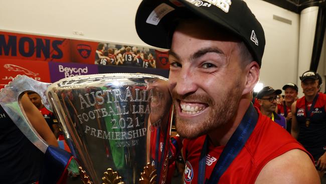 Viney with the premiership cup after the Demons’ win in last year’s grand final. Picture: Michael Klein