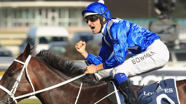 Hugh Bowman on Winx wins the Queen Elizabeth Stakes.