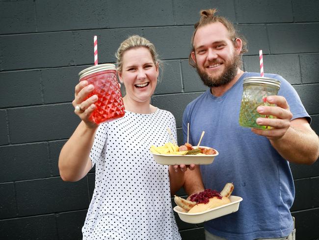 Suzanne and Brett Lang poses for a photograph at their restaurant Main Street Market Burger, Samford, Friday January 18, 2019. (AAP/Image Sarah Marshall)