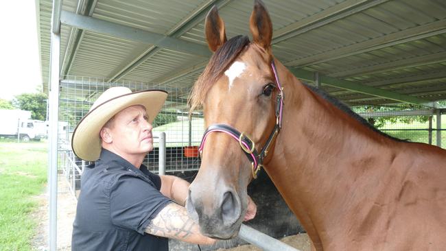 Grafton trainer Dwayne Schmidt with horse Time To Rock.