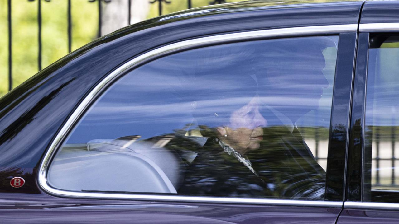 A sombre Princess Anne is part of the convoy following the Queen’s coffin. Picture: Rasid Necati Aslim/Anadolu Agency via Getty Images