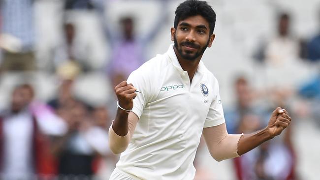 Jasprit Bumrah of India reacts after dismissing Pat Cummins on day five of the Boxing Day Test match between Australia and India at the MCG in Melbourne, Sunday, December 30, 2018. (AAP Image/Julian Smith) NO ARCHIVING, EDITORIAL USE ONLY, IMAGES TO BE USED FOR NEWS REPORTING PURPOSES ONLY, NO COMMERCIAL USE WHATSOEVER, NO USE IN BOOKS WITHOUT PRIOR WRITTEN CONSENT FROM AAP