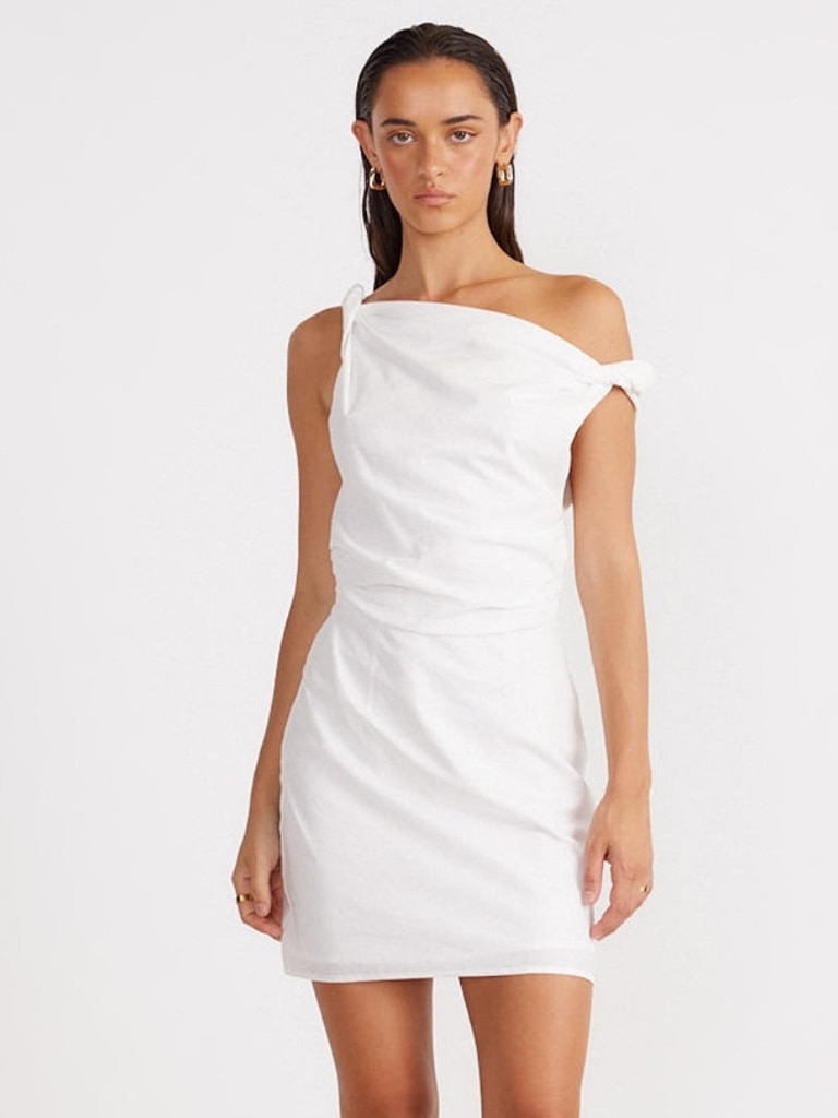 SNDYS Lissa Linen Twist Mini Dress. Picture: THE ICONIC.