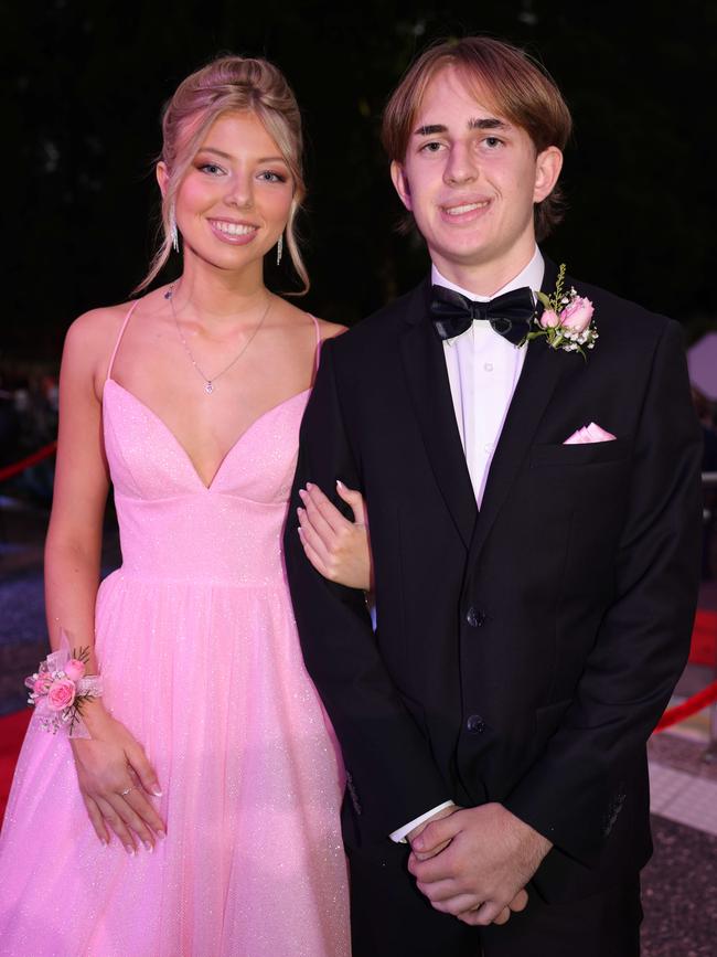 Olivia Edwards and Bede Stratton at the Emmanuel College class of 2025 formal at HOTA for Gold Coast at Large. Picture, Portia Large.