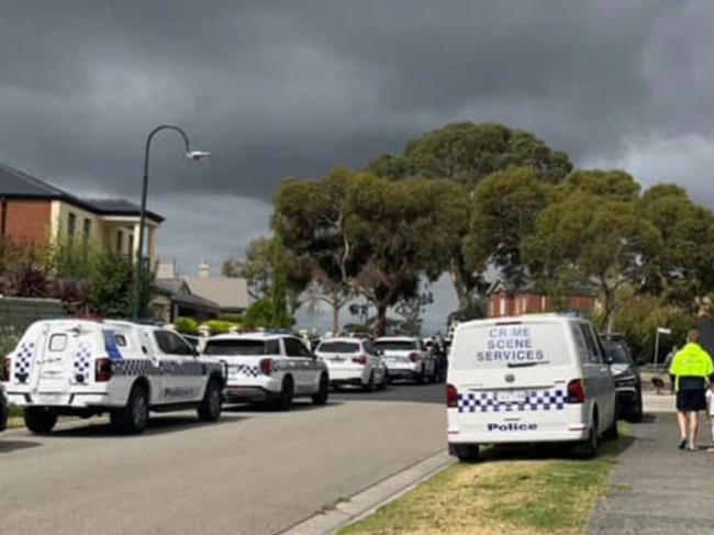 A major crime scene is in place, with several police and ambulance vehicles at the property this evening.