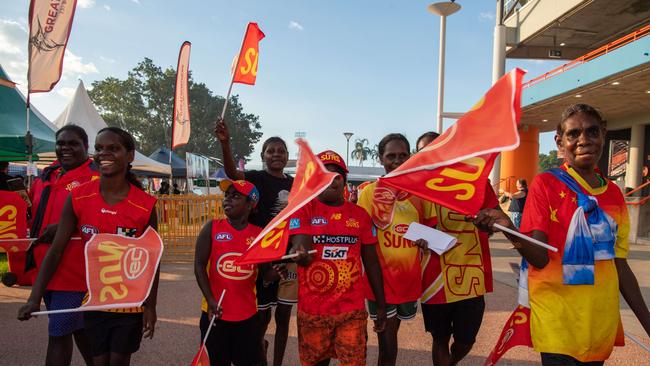 Fans at the 2024 AFL match between Gold Coast Suns and North Melbourne at TIO Stadium. Picture: Pema Tamang Pakhrin