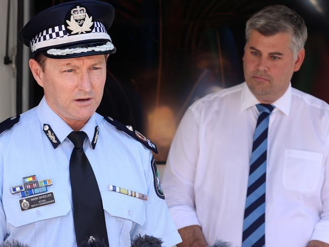 Acting Deputy Commissioner Mark Wheeler with Minister for Police Mark Ryan. Picture: Liam Kidston