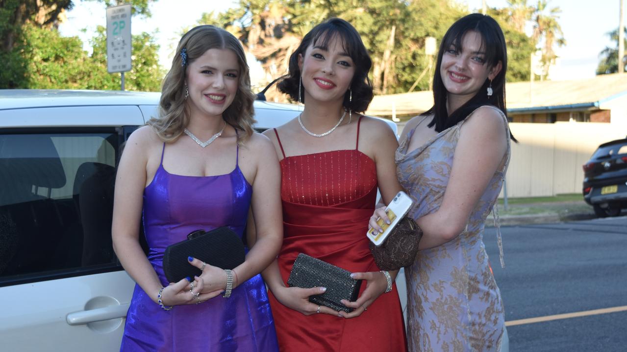 Sophie, Emily and Daphne at the Maleny State High School formal on November 16, 2022. Picture: Sam Turner