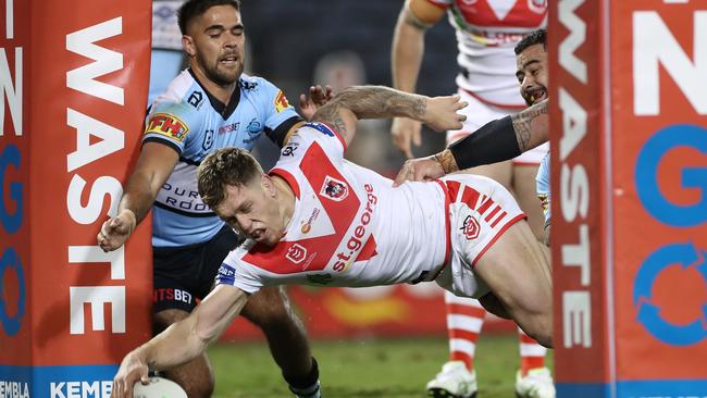 Whether it’s hooker or at lock, captain Cameron McInnes is the driving force behind the St George Illawarra Dragons. Picture: AAP Image/Brendon Thorne