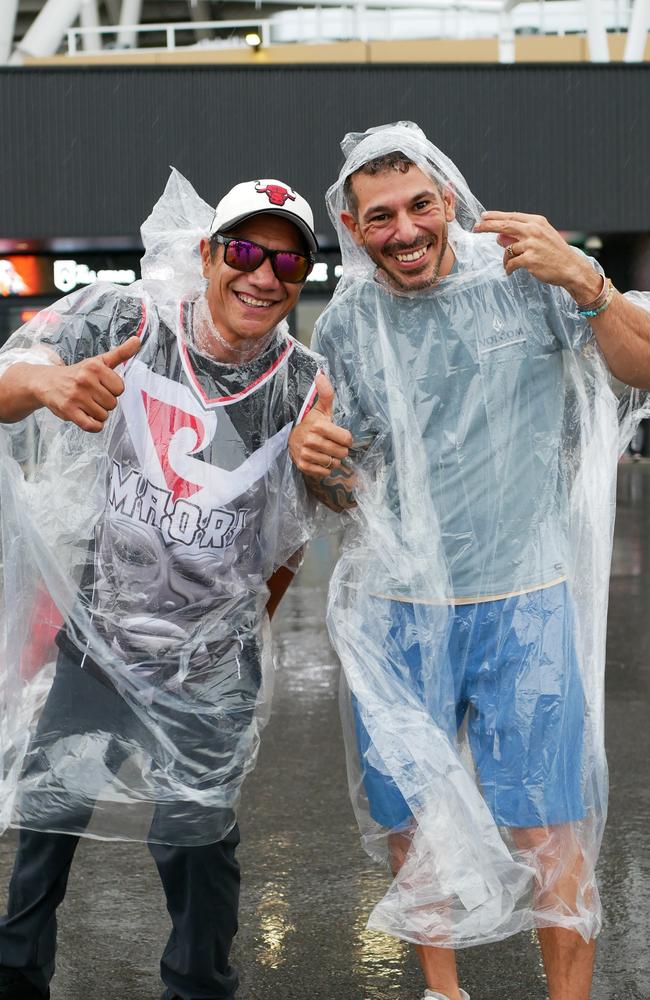 Ats Solomon and Frank Romano were not deterred by the wet conditions on Friday night. Picture: Blair Jackson