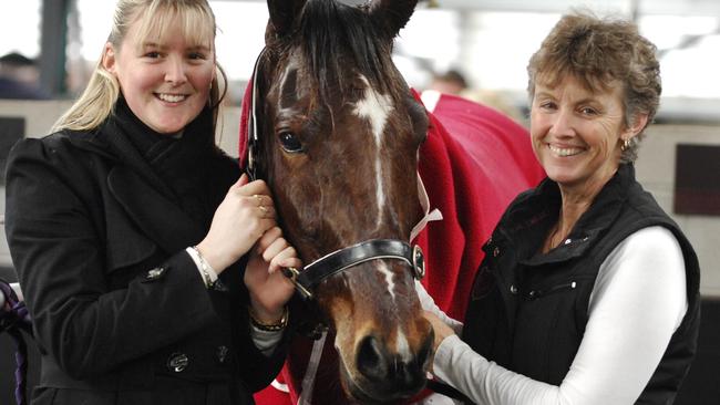 Harness trainer Karlene Tindale (right) also has a thoroughbred trainer’s licence.