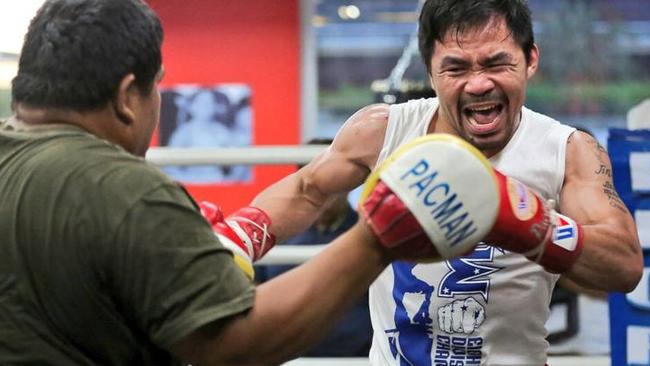 Manny Pacquiao hard at work in preparation for the Jeff Horn fight.