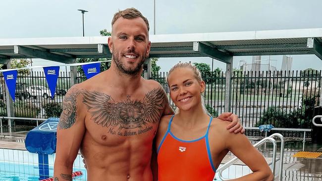 Australian Olympic swimmer Kyle Chalmers and his fiance Ingeborg Løyning.