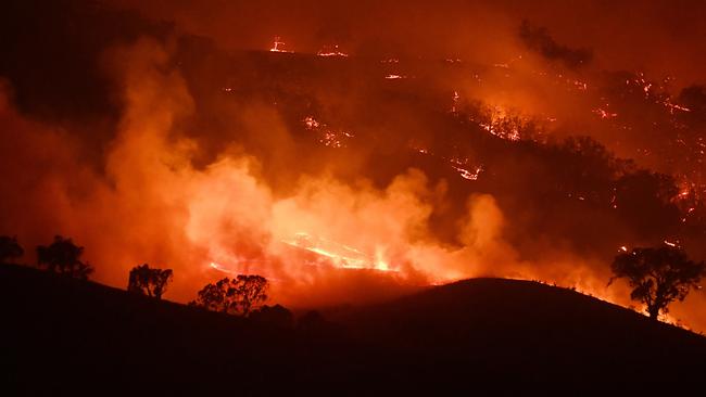 A bushfire rages in Mount Adrah, NSW, last January. Picture: Getty Images