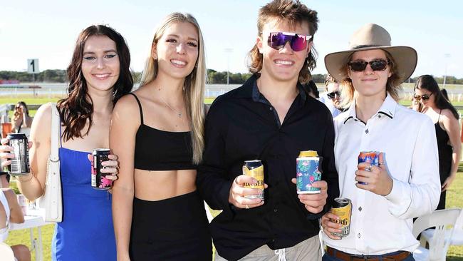 Alana Robertson, Olivia Ting, Kelly Thor and Emma Thompson at Ladies Oaks Day, Caloundra. Picture: Patrick Woods.