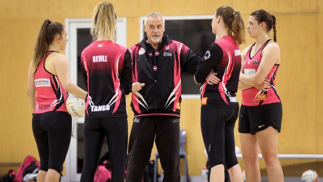 Tango coach Scott Waddington, pictured at a training session last year, was diagnosed with bowel cancer in May 2018. Picture: AAP/Dean Martin