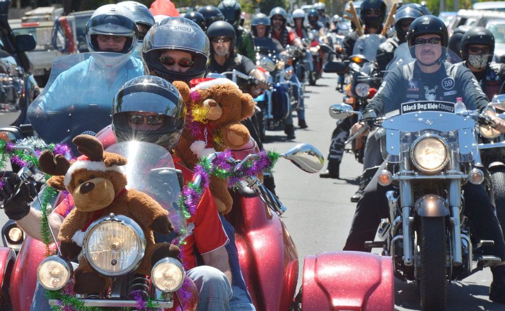 Bikers from far and wide banded together for a Christmas Toy Run to give toys for disadvantaged children this Christmas. Photo: John McCutcheon / Sunshine Coast Daily. Picture: john mccutcheon