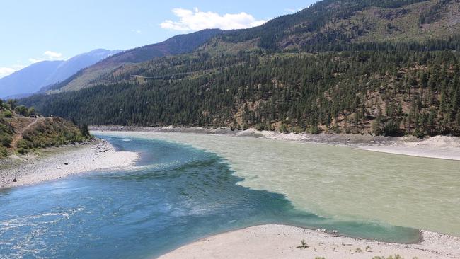 The astonishing sight of the Thompson and Fraser rivers converging at Lytton, British Columbia. Picture: Wikimedia/The Interior