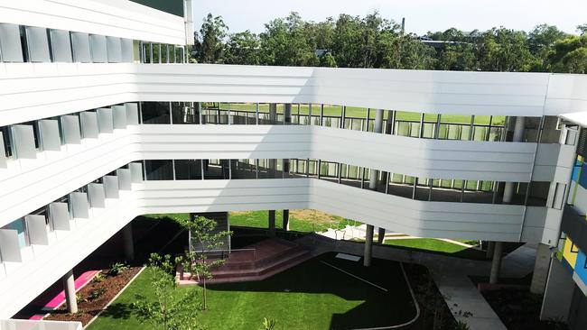 The V Block courtyard. The building has a Guggenheim-like quality.