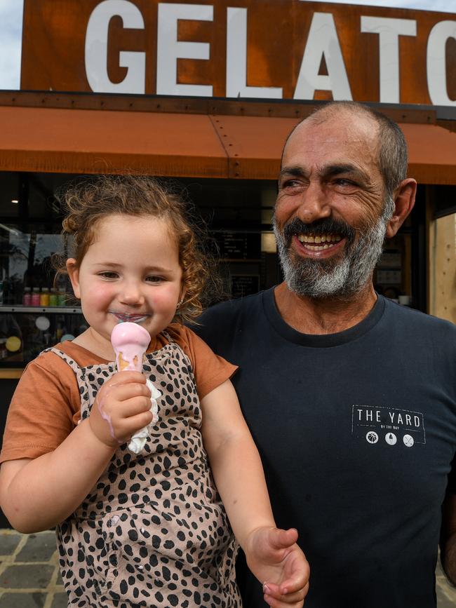 Frank Faro with granddaughter Sophia. Picture: Penny Stephens