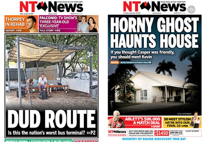 Best of the NT News front pages: "Dud route" and "Horny ghost haunts house".