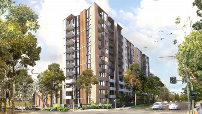 An artist’s impression of the 11-storey tower at Rouse Hill Town Centre.