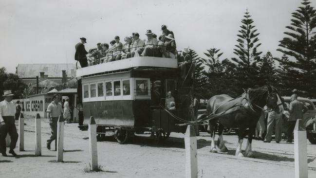 The Victor Harbor horse-drawn tram in 1949. Picture: State Library of South Australia