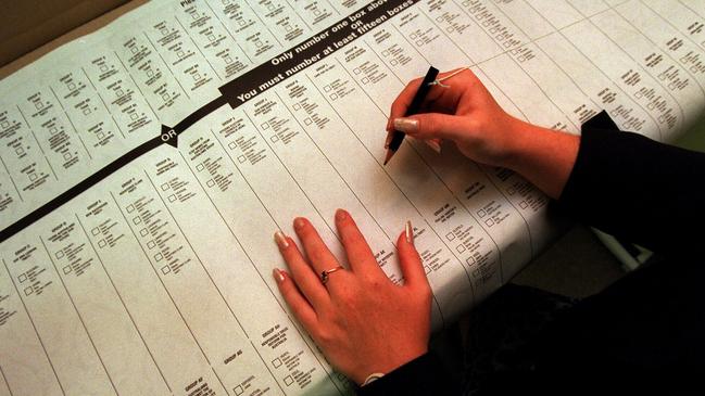 Decision time: casting a vote. Picture: Marc McCormack.