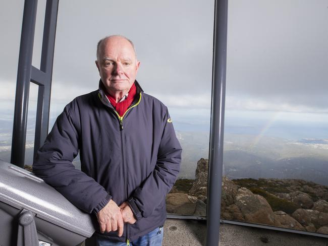 Mount Wellington Cableway Company Chris Oldfield on the summit of kunanyi/Mt Wellington. Picture: RICHARD JUPE