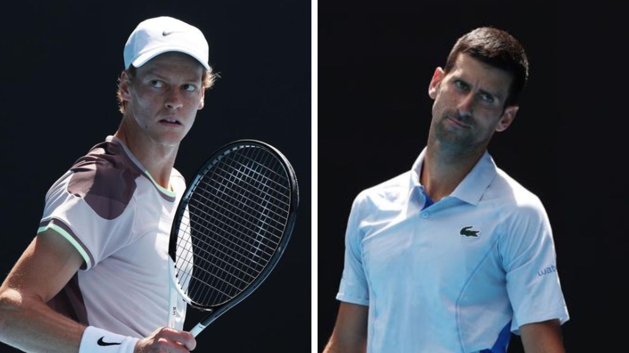 Jannik Sinner and Novak Djokovic are off to contrasting starts. Photos: Getty Images