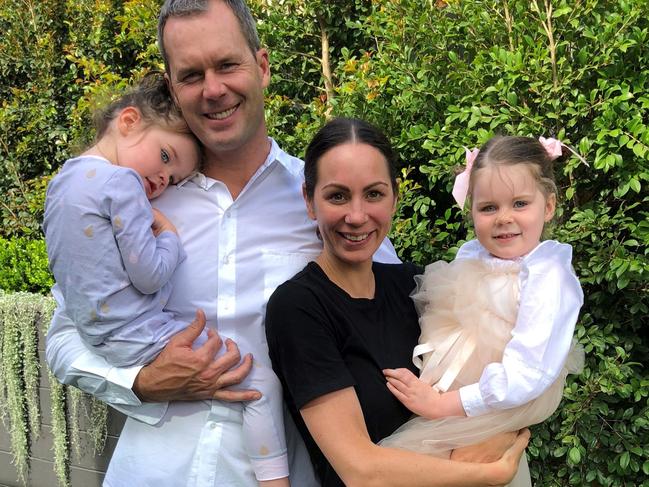 Tom Williams with his family – wife Rachel Gilbert and daughters.