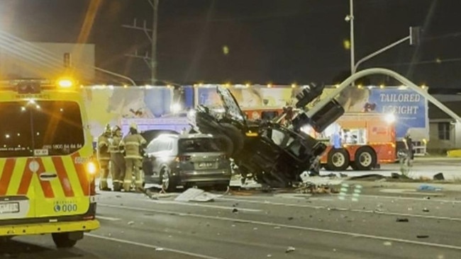 The crash happened about 10pm in the industrial area of Laverton North. Picture: 7News