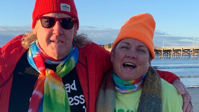 Brian Clarke and Dominique White are regulars for Fluro Fridays at Coffs Harbour’s Jetty Beach.