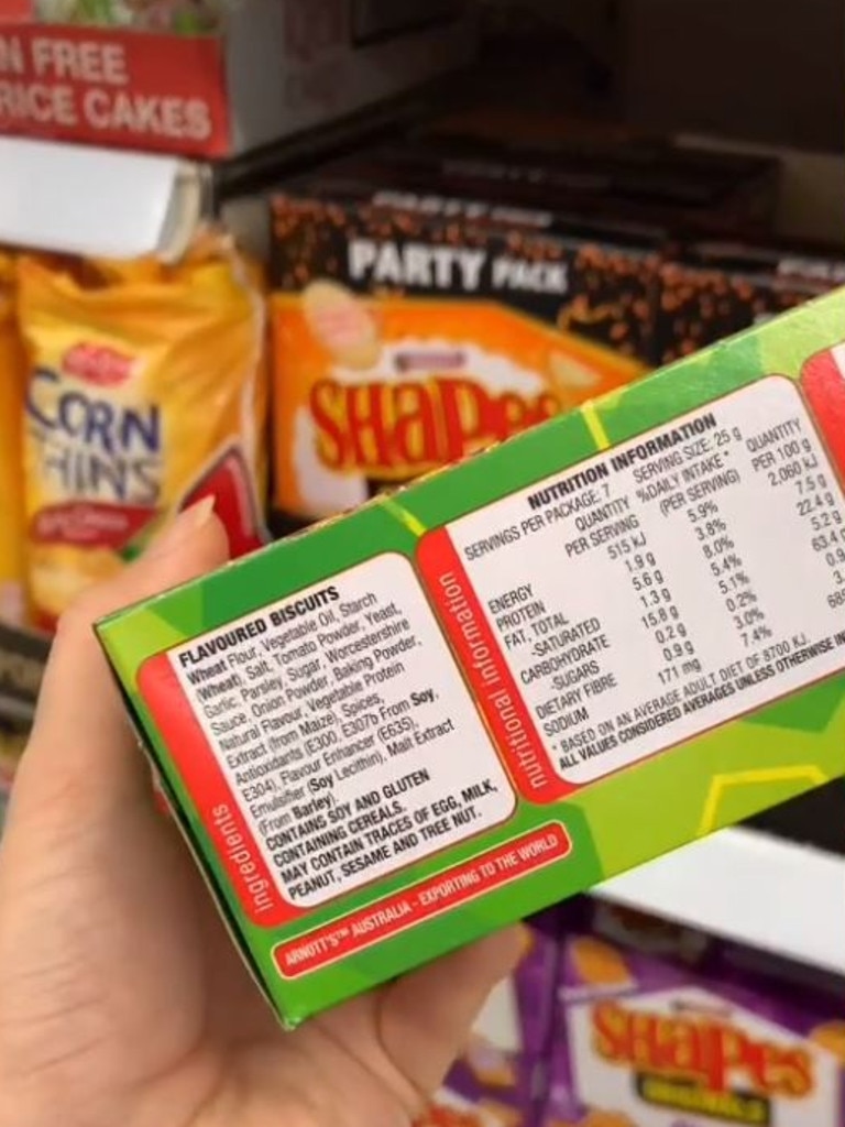 The video said the product was suitable for vegans however, Arnott’s disputed this claim. Picture: TikTok