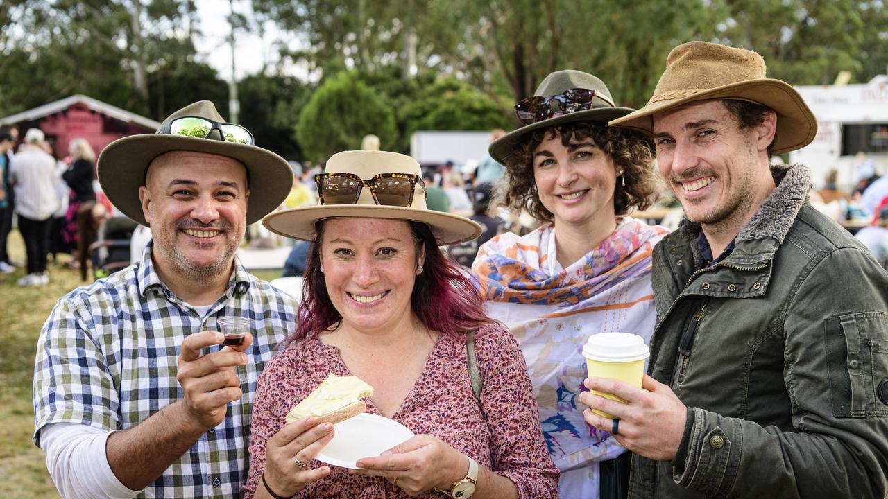 Enjoying the Hampton Festival are Dave Hill and Netty Slack-Smith (left) of Botanica Rose Farm with Kristin and Reando Potgieter, Saturday, May 17, 2025. Picture: Kevin Farmer