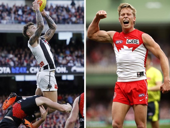 Jamie Elliott and Isaac Heeney this season. Photos: News Corp/Phil Hillyard