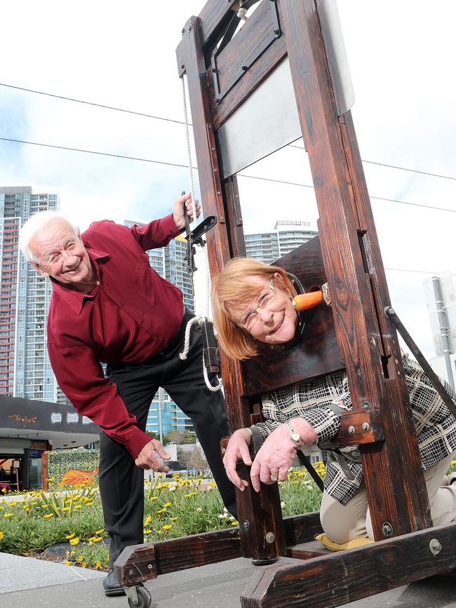 Picture of Southport councillor Dawn Crichlow being decapitated by famed magician Arthur Coghlan. Pic by Richard Gosling