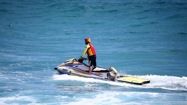 IRB’s and Jet skis combing seas off Leggars Point at South West Rocks. Picture: NCA NewsWire / Nathan Edwards