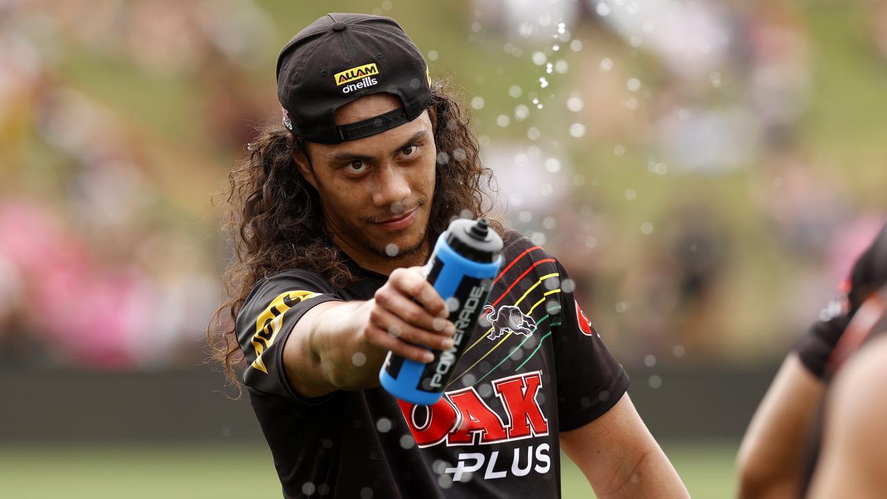 DAILY TELEGRAPH SEPTEMBER 26, 2023. Jarome Luai during the Penrith Panthers fan day and open training session at BlueBet Stadium in Penrith. Picture: Jonathan Ng