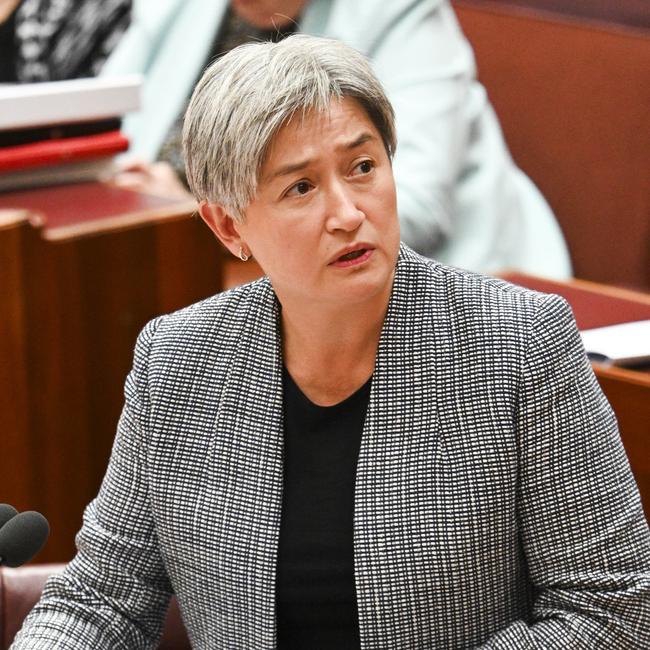 Senator Penny Wong repeated Australia’s call for calm. Picture: Martin Oldman