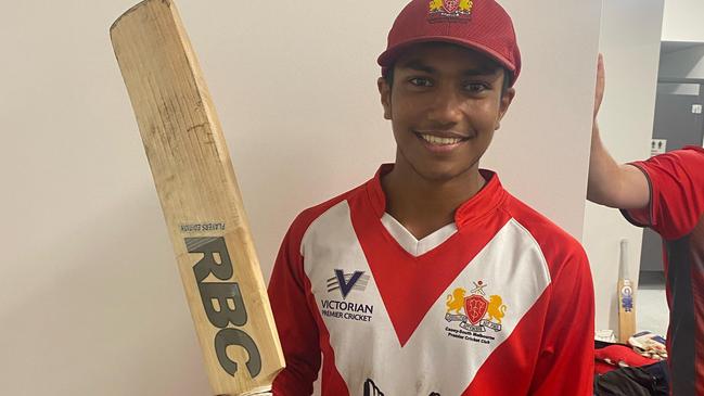 Casey South Melbourne’s Atharv Deshpande has hit three consecutive Dowling Shield centuries.